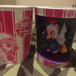 Size: 632x633 | Tagged: safe, pinkie pie, animal costume, chicken pie, chicken suit, clothes, costume, figure, irl, photo, ponyfair, san diego comic con, toy