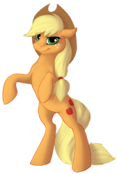 Size: 670x1000 | Tagged: safe, artist:spiggy-the-cat, applejack, earth pony, pony, bipedal, rearing, simple background, solo, transparent background