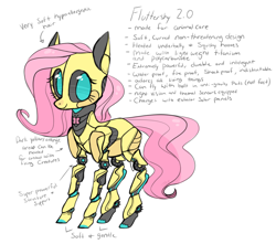 Size: 1280x1134 | Tagged: safe, artist:jellybeanbullet, fluttershy, pegasus, pony, robot, robot pony, flutterbot, smiling, solo, wingless