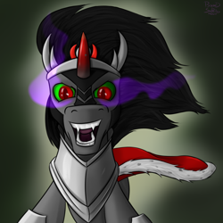 Size: 1600x1600 | Tagged: safe, artist:brainedbysaucepans, derpibooru import, king sombra, pony, unicorn, bust, request, solo, sombra eyes