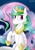 Size: 3507x4960 | Tagged: safe, artist:sentireaeris, princess celestia, alicorn, pony, crown, female, horn, mare, multicolored mane, multicolored tail, solo, white coat, white wings, wings