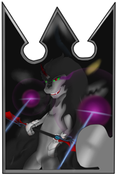 Size: 730x1095 | Tagged: safe, artist:shadowtsuki12, derpibooru import, king sombra, pony, unicorn, ansem seeker of darkness, kingdom hearts, solo, world of chaos