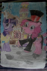 Size: 2666x4000 | Tagged: safe, artist:theoriginalbeatlebug, derpibooru import, pinkie pie, twilight sparkle, earth pony, pony, unicorn, duo, female, mare, traditional art