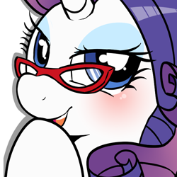 Size: 550x550 | Tagged: safe, artist:haden-2375, rarity, pony, unicorn, blushing, cute, glasses, raribetes, solo