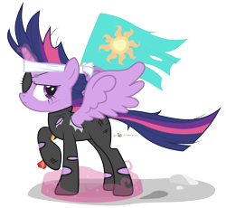 Size: 1080x994 | Tagged: safe, artist:dm29, derpibooru import, twilight sparkle, twilight sparkle (alicorn), alicorn, pony, eyepatch, female, flag, future twilight, magic, mare, simple background, solo, transparent background, welovefine