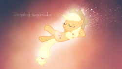 Size: 1920x1080 | Tagged: safe, artist:codershy, artist:sakatagintoki117, applejack, earth pony, pony, crossed legs, glow, sleeping, vector, wallpaper