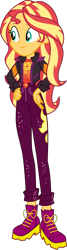 Size: 1685x6252 | Tagged: safe, artist:digimonlover101, sunset shimmer, better together, equestria girls, festival filters, clothes, female, geode of empathy, jacket, magical geodes, music festival outfit, pants, simple background, solo, transparent background, vector