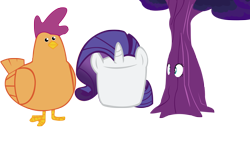 Size: 3072x1920 | Tagged: safe, artist:lazypixel, fluttershy, rarity, scootaloo, bird, chicken, birdified, dendrification, fluttertree, marshmallow, rarity is a marshmallow, recolor, scootachicken, simple background, species swap, transparent background