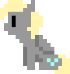 Size: 1890x1995 | Tagged: safe, artist:theglitchedwolf, derpibooru exclusive, derpy hooves, pegasus, pony, pixel art, simple background, sitting, solo, white background