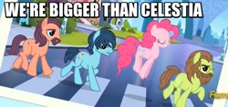Size: 790x374 | Tagged: safe, screencap, pinkie pie, earth pony, pony, party pooped, abbey road, background pony, crystal empire, female, george harrison, image macro, john lennon, lonely hearts, male, mare, meme, northern song, paul mccartney, pinko starr, ponified, pronking, simpsons did it, stallion, strawberry fields, the beatles, the simpsons