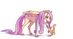 Size: 1000x534 | Tagged: safe, artist:birddragon, fluttershy, cat, horse, pegasus, pony, cute, petting, raised hoof, shyabetes, smiling, solo, spread wings