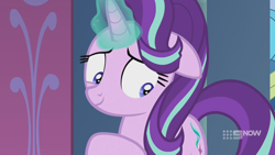 Size: 1280x720 | Tagged: safe, screencap, starlight glimmer, pony, unicorn, memories and more, spoiler:memories and more, spoiler:mlp friendship is forever, 9now, magic, solo, worried, worried smile