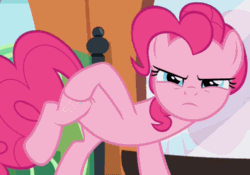 Size: 500x349 | Tagged: safe, edit, edited screencap, screencap, pinkie pie, earth pony, pony, party pooped, animated, bronybait, looking at you, rubbing, solo
