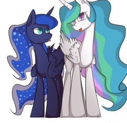 Size: 3300x3200 | Tagged: safe, artist:bravefleet, princess celestia, princess luna, alicorn, pony, :p, cute, sillestia, silly, silly pony, tongue out