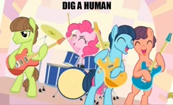 Size: 867x532 | Tagged: safe, screencap, pinkie pie, earth pony, pony, party pooped, dig a pony, pinko starr, reference, song reference, the beatles