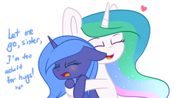 Size: 1024x576 | Tagged: safe, artist:despotshy, princess celestia, princess luna, alicorn, pony, hug, s1 luna, simple background, transparent background