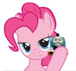 Size: 539x507 | Tagged: safe, pinkie pie, earth pony, pony, party pooped, ringo starr, the beatles, thomas the tank engine