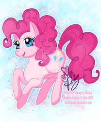 Size: 900x1080 | Tagged: dead source, safe, artist:lovexparody, pinkie pie, earth pony, pony, deviantart watermark, female, mare, obtrusive watermark, solo, watermark