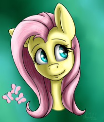 Size: 2565x3000 | Tagged: safe, artist:artyjoyful, fluttershy, pegasus, pony, bust, portrait, smiling, solo