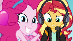 Size: 1280x720 | Tagged: safe, edit, editor:biggernate91, pinkie pie, sunset shimmer, better together, equestria girls, game stream, the craft of cookies, shimmercode, thumbnail, youtube, youtube thumbnail