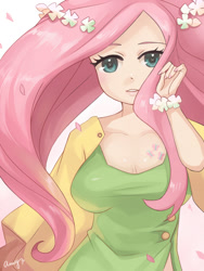 Size: 600x800 | Tagged: safe, artist:amy30535, fluttershy, human, breasts, female, hootershy, humanized, pretty, solo