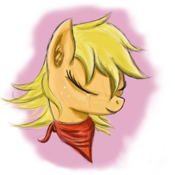 Size: 894x894 | Tagged: safe, artist:idontrunntoofast, applejack, earth pony, pony, blonde mane, female, mare, missing accessory, orange coat, solo