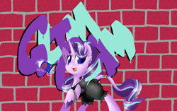 Size: 1571x984 | Tagged: safe, artist:alazak, starlight glimmer, unicorn, glim glam, graffiti, solo