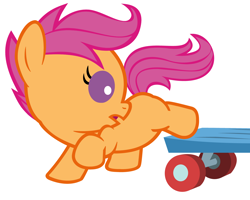 Size: 4000x3200 | Tagged: safe, artist:beavernator, scootaloo, pegasus, pony, baby, baby pony, baby scootaloo, female, foal, looking back, scooter, simple background, solo, white background
