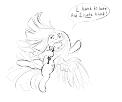 Size: 1216x1024 | Tagged: safe, artist:gela-g-i-s-gela, fluttershy, pegasus, pony, lindemann, monochrome, singing, solo