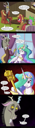 Size: 650x2329 | Tagged: safe, artist:deusexequus, big macintosh, discord, princess celestia, spike, alicorn, dragon, earth pony, pony, dungeons and discords, comic, implied pegging, implied rape, male, scepter, stallion, twilight scepter