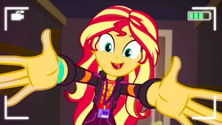 Size: 919x517 | Tagged: safe, sunset shimmer, better together, equestria girls, arms wide open, how to backstage, outstretched arms