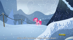 Size: 1277x710 | Tagged: safe, screencap, pinkie pie, earth pony, pony, party pooped, meme, youtube caption