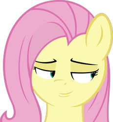 Size: 5263x5701 | Tagged: safe, artist:mittsies, artist:slb94, fluttershy, pegasus, pony, absurd resolution, bedroom eyes, simple background, smug, solo, three curious ponies, transparent background, vector