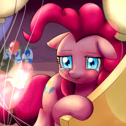 Size: 2112x2112 | Tagged: safe, artist:ryou14, pinkie pie, earth pony, pony, party pooped, balloon, crying, party cave, scene interpretation, solo, tears of joy