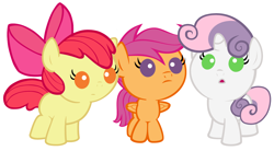 Size: 5000x2750 | Tagged: safe, artist:beavernator, apple bloom, scootaloo, sweetie belle, earth pony, pegasus, pony, unicorn, baby, baby apple bloom, baby belle, baby pony, baby scootaloo, cutie mark crusaders, female, foal, simple background, white background