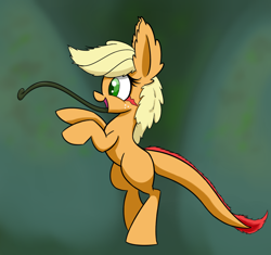 Size: 1280x1205 | Tagged: safe, artist:heir-of-rick, applejack, earth pony, monster pony, original species, pony, tatzlpony, daily apple pony, bipedal, blank flank, ear fluff, impossibly large ears, tatzljack