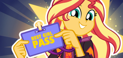 Size: 1920x916 | Tagged: safe, edit, edited screencap, screencap, sunset shimmer, better together, equestria girls, caption, cute, how to backstage, image macro, shimmerbetes, solo, text