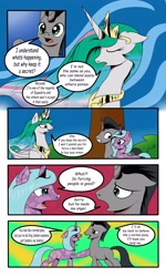 Size: 3000x5000 | Tagged: safe, artist:astroanimations, derpibooru import, idw, king sombra, princess celestia, radiant hope, alicorn, pony, unicorn, comic:celestia's yearning, angry, comic, hopebra, male, reformed sombra, shipping, straight