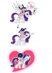 Size: 1107x1566 | Tagged: safe, artist:emmanuel1983, rarity, pony, unicorn, ..., courage the cowardly dog, courarity, crack shipping, crossover, crossover shipping, exclamation point, eyes closed, female, heart, kissing, looking at each other, love, male, music notes, open mouth, riding, shipping, smiling, sparkles, speech bubble, straight, surprised, taringa