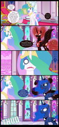 Size: 2000x4321 | Tagged: safe, artist:mlp-silver-quill, princess celestia, princess luna, alicorn, pony, comic, funny, prank