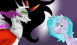 Size: 1024x602 | Tagged: safe, derpibooru import, idw, king sombra, radiant hope, pony, umbrum, unicorn, crying, evil grin, grin, looking at each other, smiling