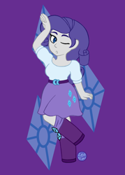 Size: 1500x2100 | Tagged: safe, artist:zeal-eel, rarity, equestria girls, one eye closed, solo