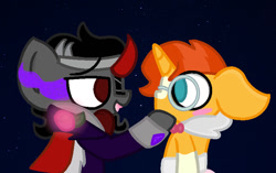 Size: 784x492 | Tagged: safe, artist:thefanficfanpony, derpibooru import, king sombra, sunburst, pony, unicorn, gay, male, night, shipping, somburst, stars