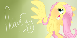 Size: 1000x500 | Tagged: safe, artist:wubcakeva, fluttershy, pegasus, pony, female, mare, pink mane, solo, yellow coat