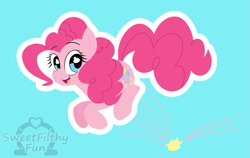 Size: 1385x878 | Tagged: safe, artist:sweetfilthyfun, pinkie pie, earth pony, pony, bouncing, happy, smiling, solo