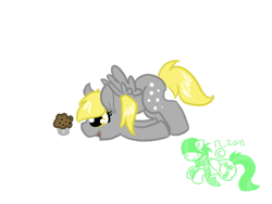 Size: 900x675 | Tagged: safe, artist:cosmic-rust, derpy hooves, pegasus, pony, face down ass up, female, food, mare, muffin, simple background, solo, that pony sure does love muffins, transparent background