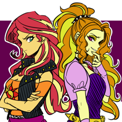 Size: 1000x1000 | Tagged: safe, artist:raika0306, adagio dazzle, sunset shimmer, equestria girls, rainbow rocks, female