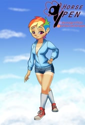 Size: 814x1200 | Tagged: safe, artist:horsepen, derpibooru import, rainbow dash, human, clothes, converse, humanized, shoes, solo