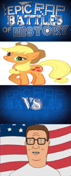 Size: 415x1024 | Tagged: safe, applejack, earth pony, pony, crossover, epic rap battles of history, hank hill, king of the hill, lyrics in the comments