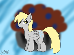 Size: 1024x768 | Tagged: safe, artist:dizaster321, derpy hooves, pegasus, pony, female, food, mare, muffin, solo